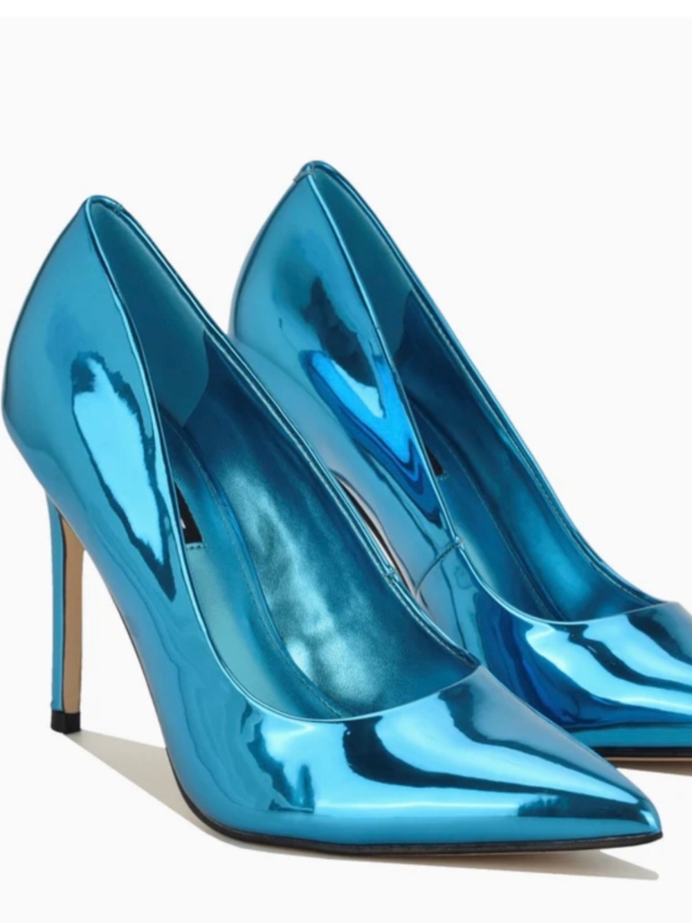 Nine West Fresh 6.5 Chrome Blue Pointy Toe Pump